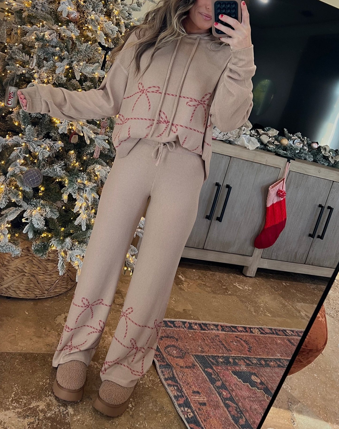 Women's Bow Detail Two Piece Lounge Set (Buy 2 Free Shipping)