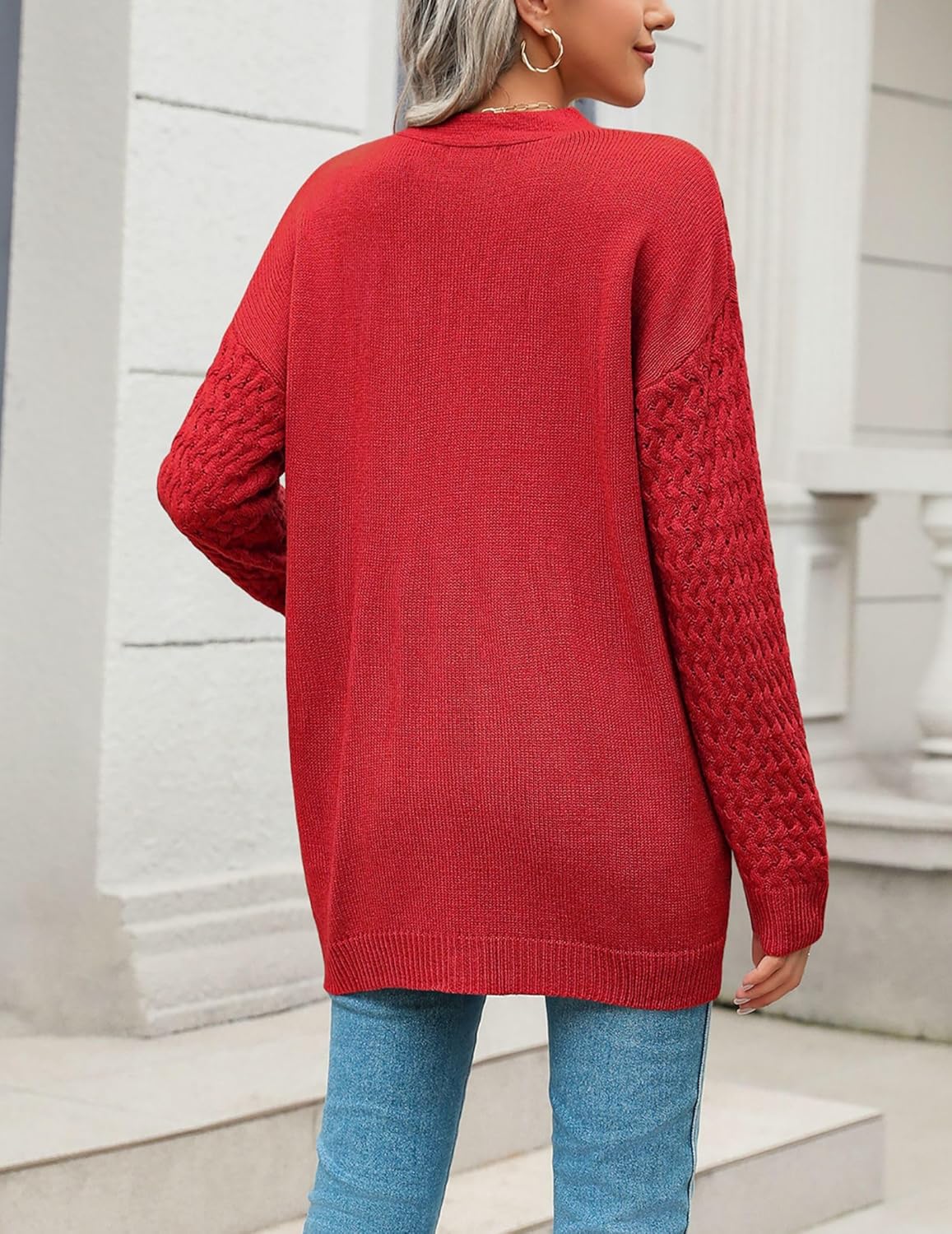 Zeagoo Womens 2024 Long Sleeve Chunky Cable Knit Fall Cardigans Sweaters Button Down Open Front Outerwear with Pockets