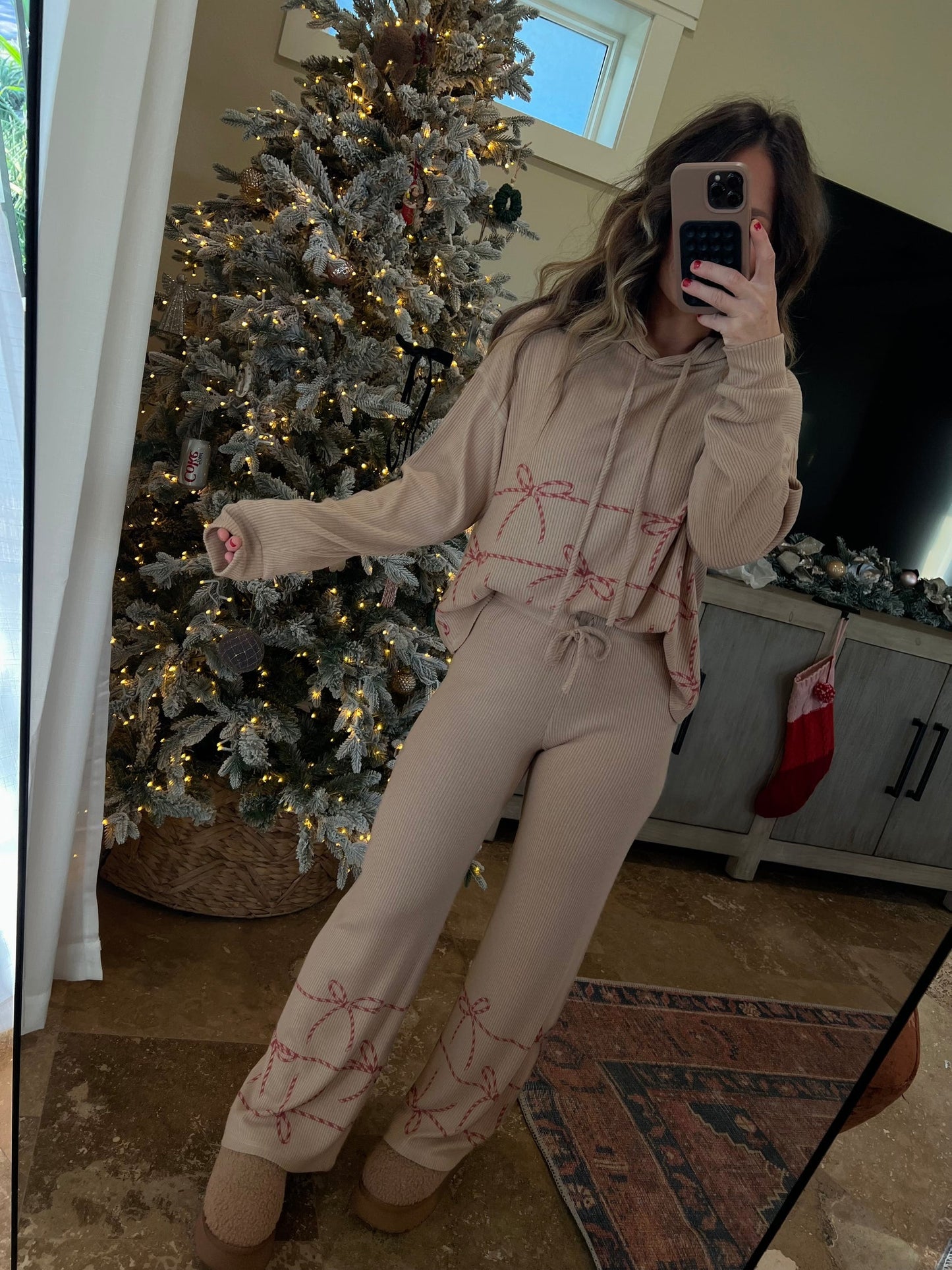 Women's Bow Detail Two Piece Lounge Set (Buy 2 Free Shipping)