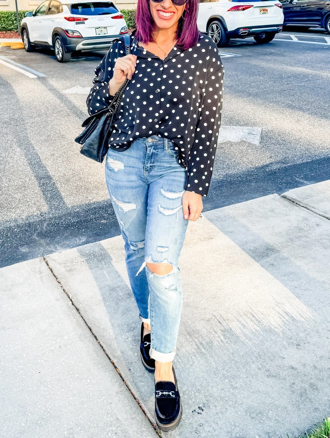 Women's Classic Button Up Polka Dot Blouse (Buy 2 Free Shipping)