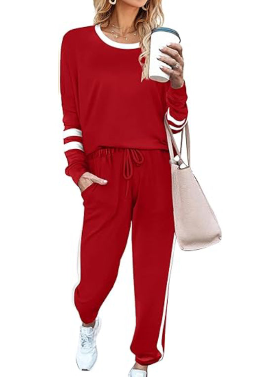 Women's 2 Piece Striped Sweatsuit (Buy 2 Free Shipping)